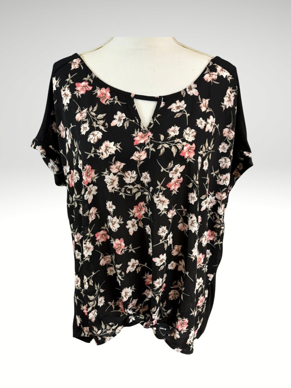 Lilly Morgan Cottagecore Boho Floral Blouse Black Plus Size 2X (SKU: 30W)